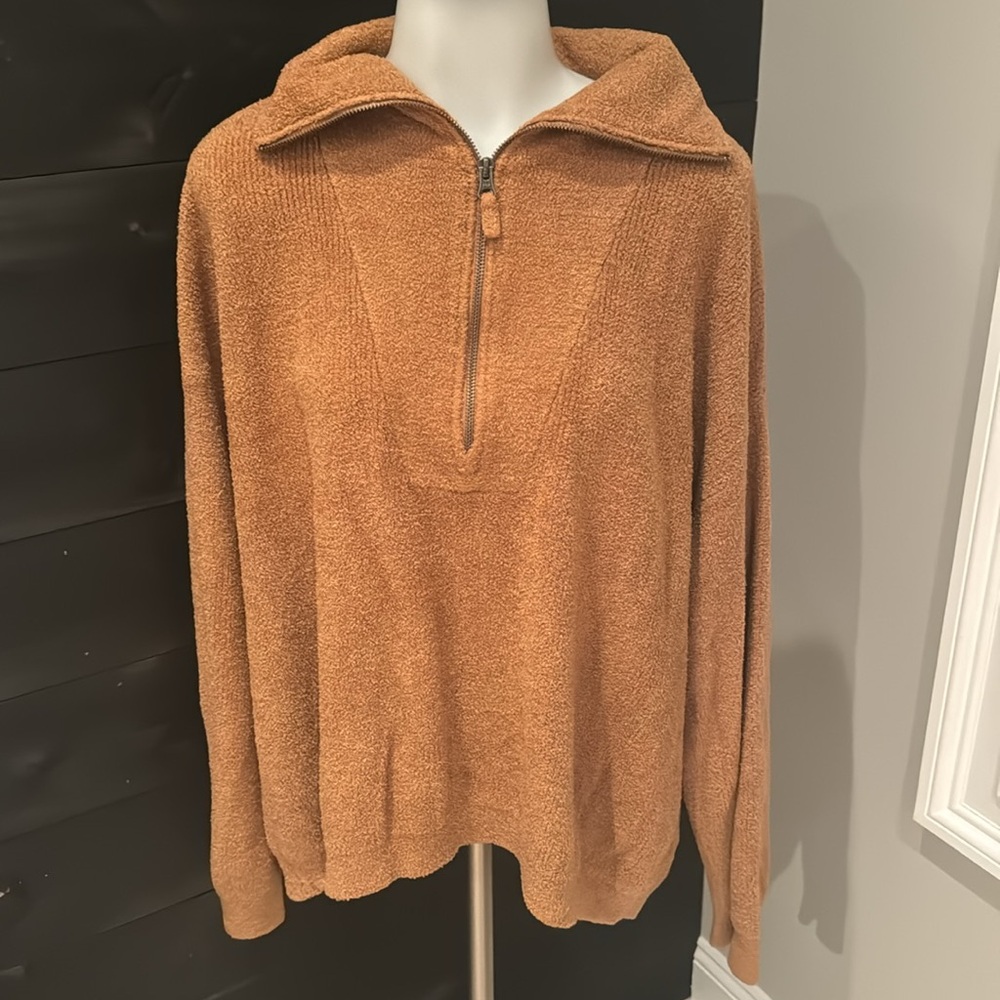 Barefoot Dreams CozyChic Lite Half Zip Hi-Low Pullover Honey Size 2X - Picture 3 of 8